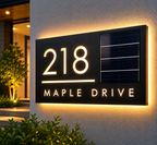 Solar House Number Sign Illuminated Address Plaque for Outdoor Use