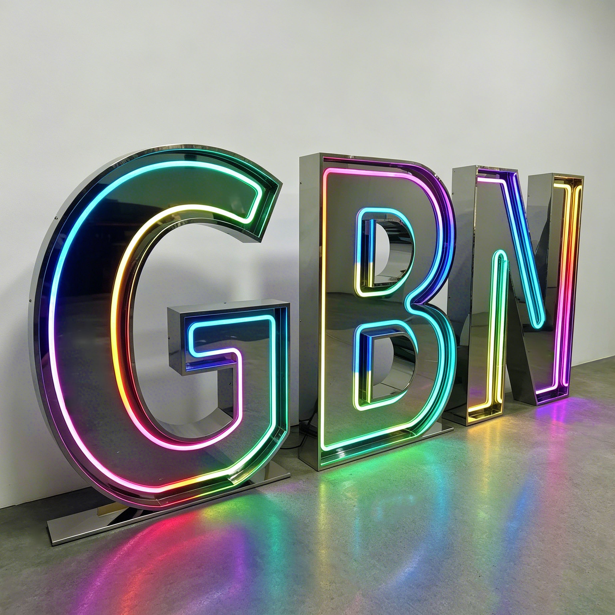 Custom Mirror RGB LED Channel Letters | Color Changing Sign Letters