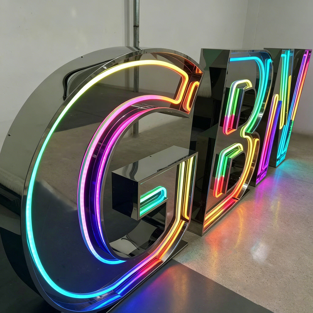 Custom Mirror RGB LED Channel Letters | Color Changing Sign Letters