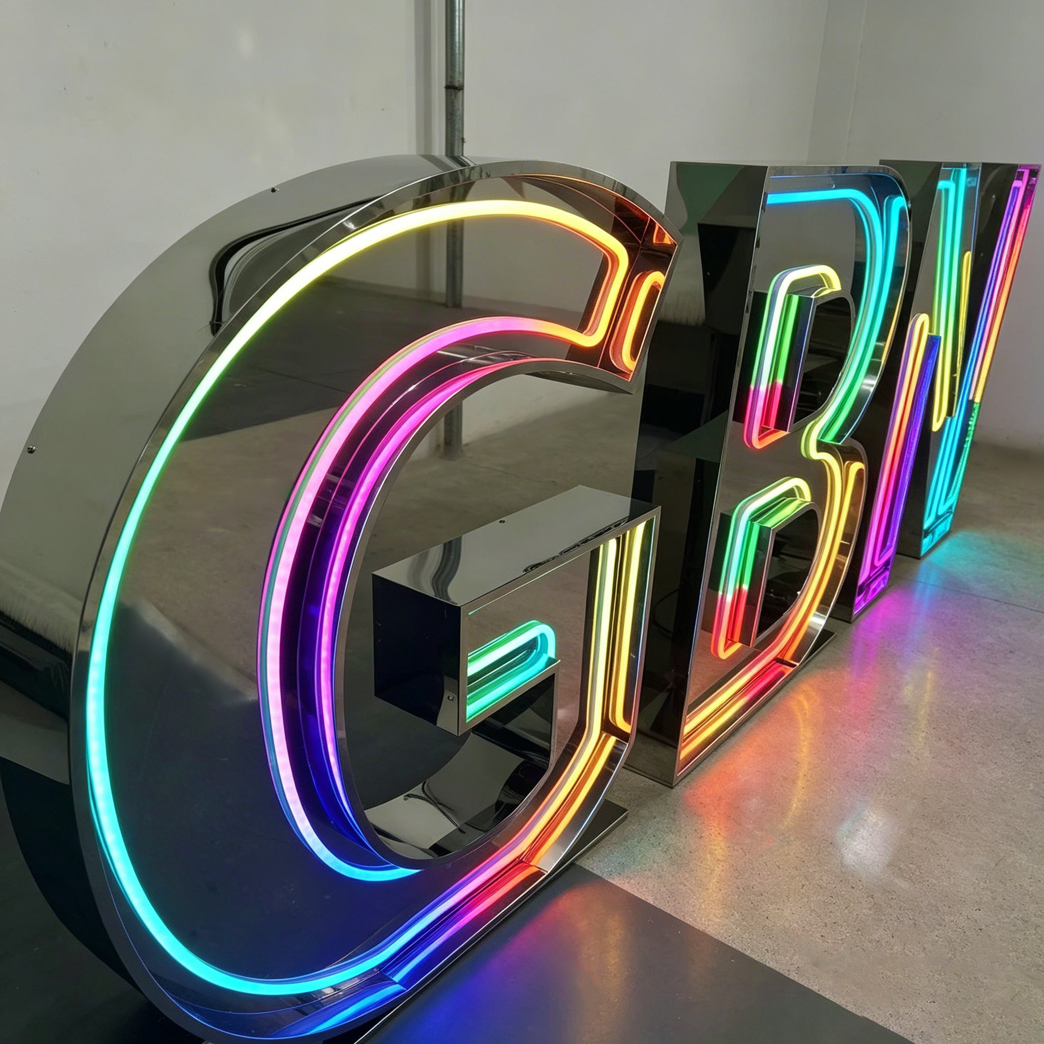 Custom Mirror RGB LED Channel Letters | Color Changing Sign Letters