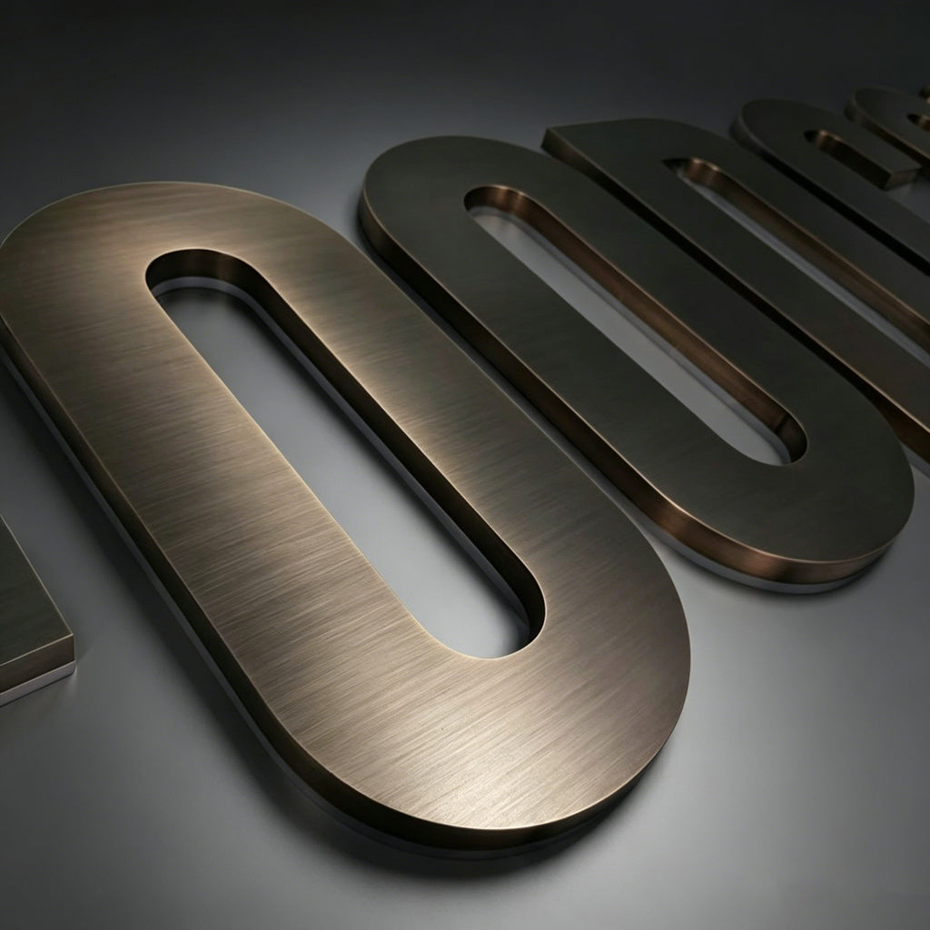 Custom Backlit Channel Letters |Antique Brass LED channel Signs for Hotels & Offices
