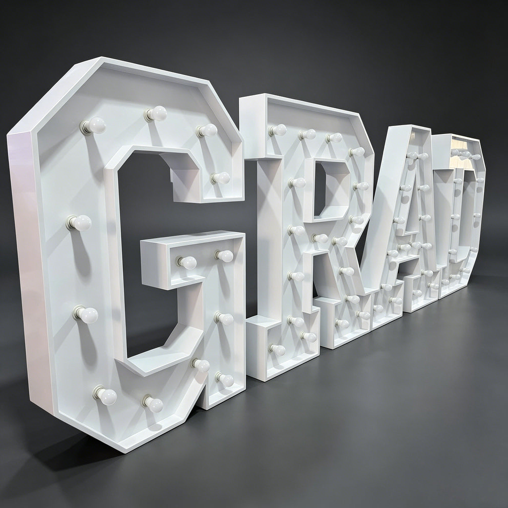 Custom GRAD LED Bulb Marquee Letters for Graduation Party Decorations