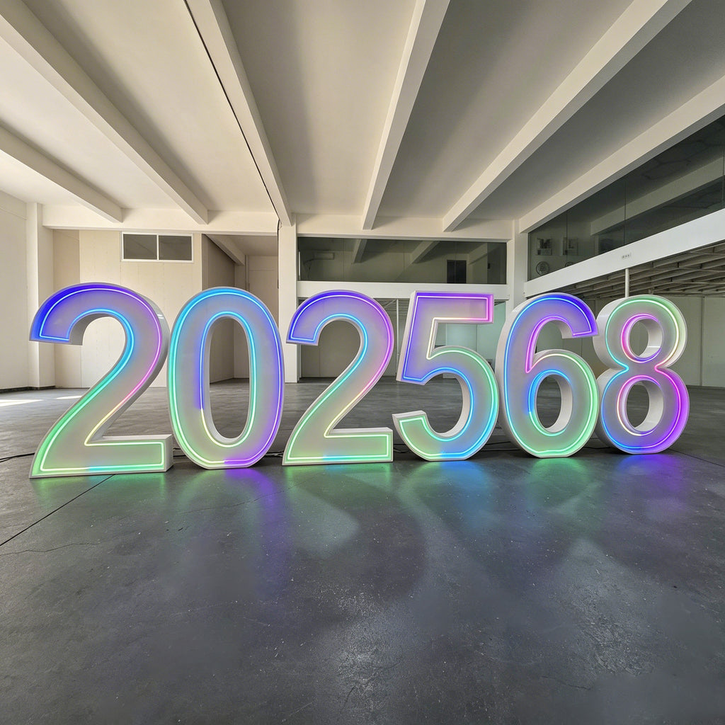Custom RGB LED Neon Marquee Numbers for Events & Celebrations