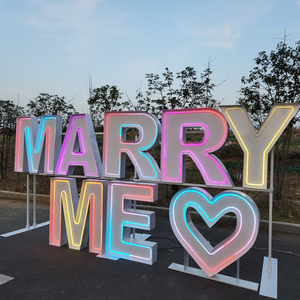 MARRY ME RGB Neon Marquee Letters | Proposal & Wedding Event Decor