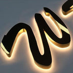 3D Gold Illuminated Logo Sign – Custom Metal Backlit Letters for Business Wall Decor
