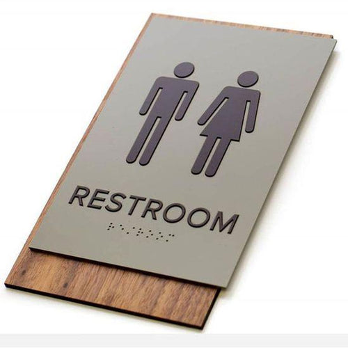 All Gender Restroom Sign – ADA Compliant, Wheelchair Accessible, Unisex Bathroom Sign with Braille
