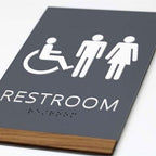 All Gender Restroom Sign – ADA Compliant, Wheelchair Accessible, Unisex Bathroom Sign with Braille