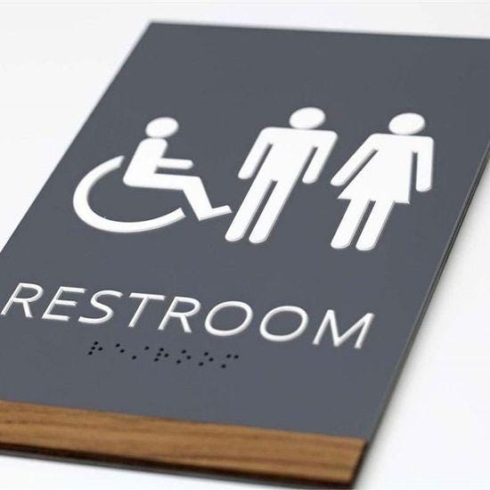 All Gender Restroom Sign – ADA Compliant, Wheelchair Accessible, Unisex Bathroom Sign with Braille