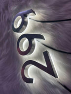 Custom Metal LED Backlit Address Sign, Modern Outdoor Lighted House Numbers, Waterproof Wall Plaque