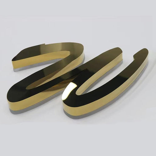 3D Gold Illuminated Logo Sign – Custom Metal Backlit Letters for Business Wall Decor