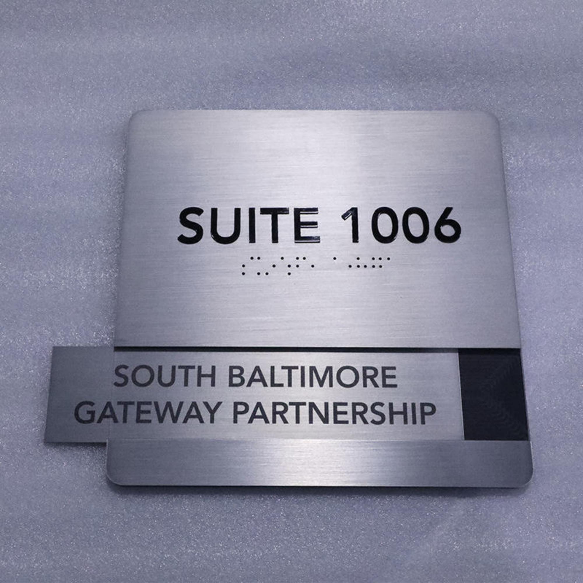 Custom ADA Suite Number Sign – Stainless Steel Braille Door Plaque for Office, Hotel & Commercial Buildings | Bulk Orders Welcome