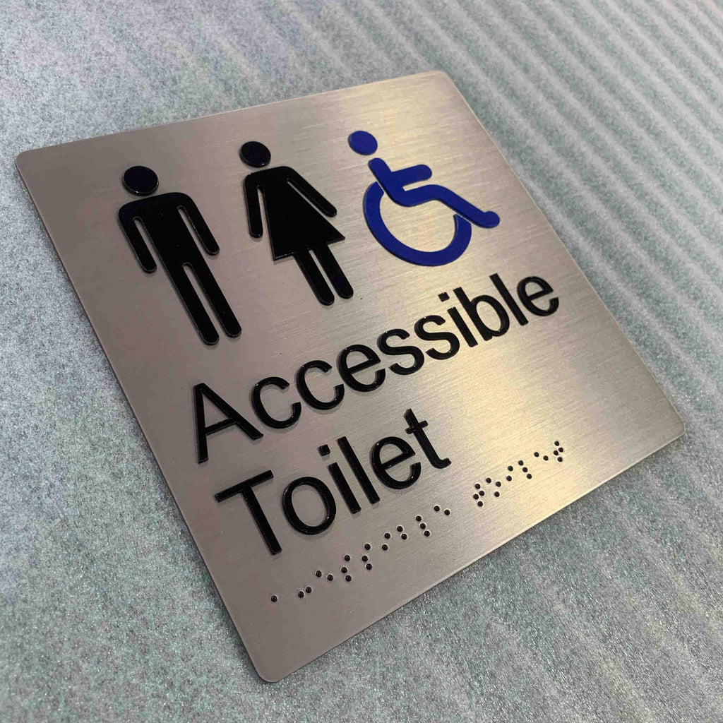 All Gender Restroom Sign – ADA Compliant, Wheelchair Accessible, Unisex Bathroom Sign with Braille