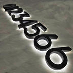 Custom Backlit Room Number Sign, Halo-lit Metal Address, LED Wall Number