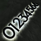 Custom Backlit Room Number Sign, Halo-lit Metal Address, LED Wall Number