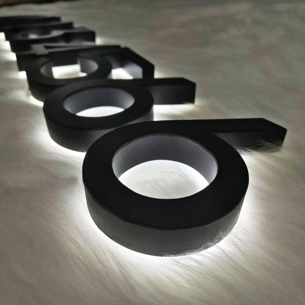 Custom Backlit Room Number Sign, Halo-lit Metal Address, LED Wall Number