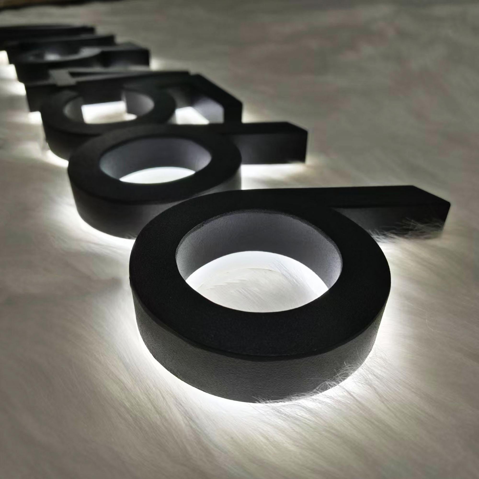 Custom Backlit Room Number Sign, Halo-lit Metal Address, LED Wall Number