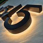 Custom Back Lit Metal Room Number Sign, Black Finish LED Illuminated Address Sign
