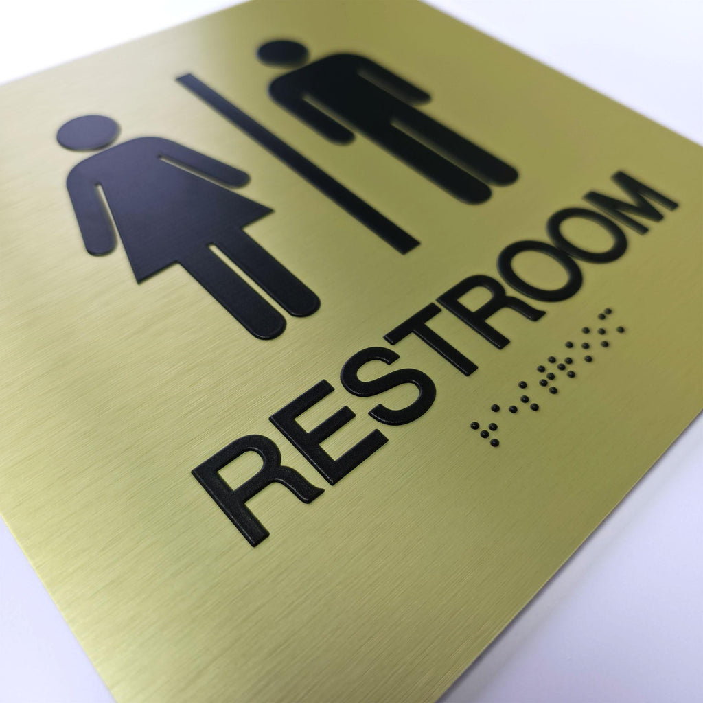 Custom ADA Stainless Steel Door Sign with Braille Raised Text Room Identification Metal Sign