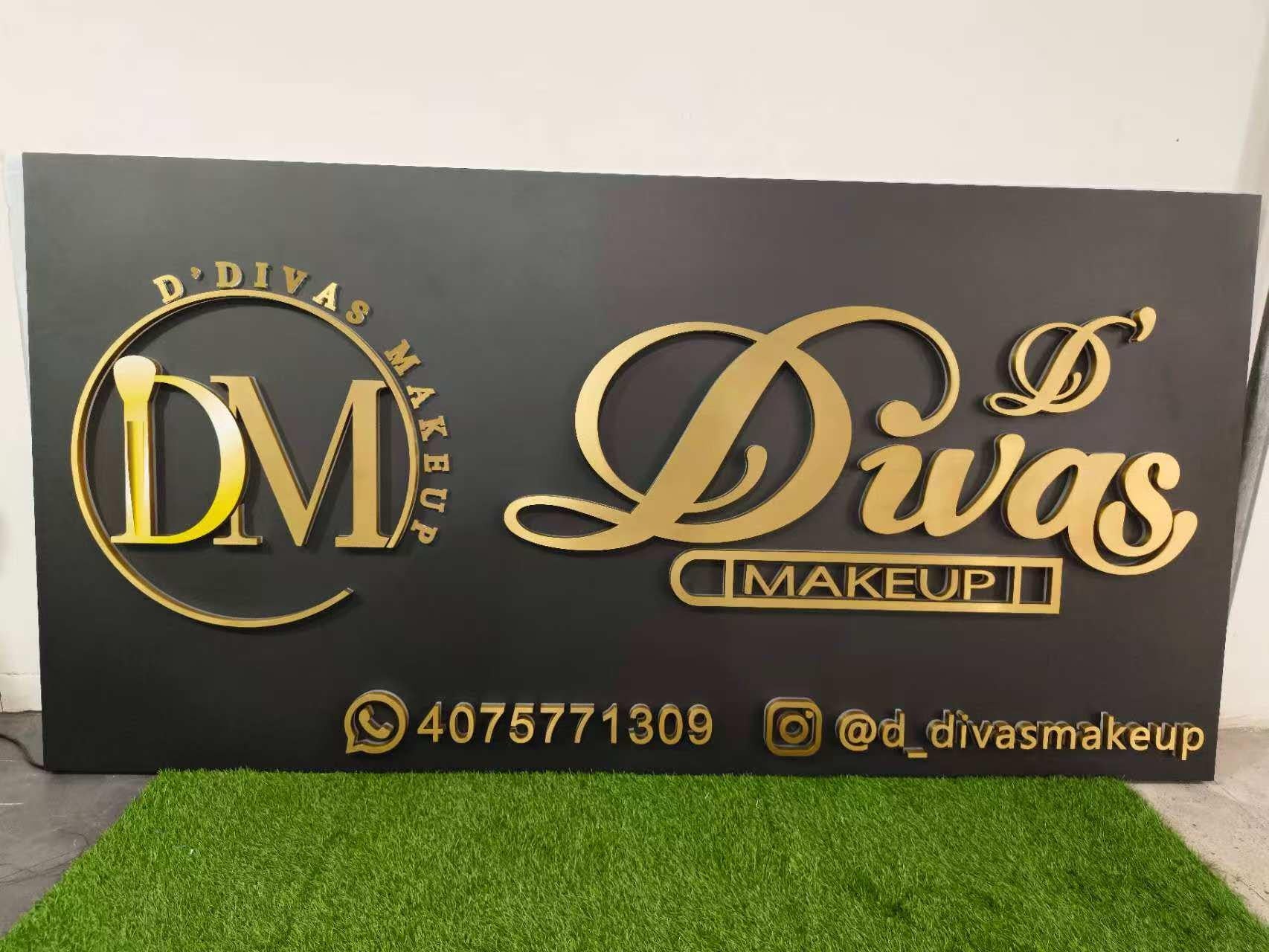 Custom Gold Metal Backlit LED Channel Letters Sign, Business Logo Illuminated Signage