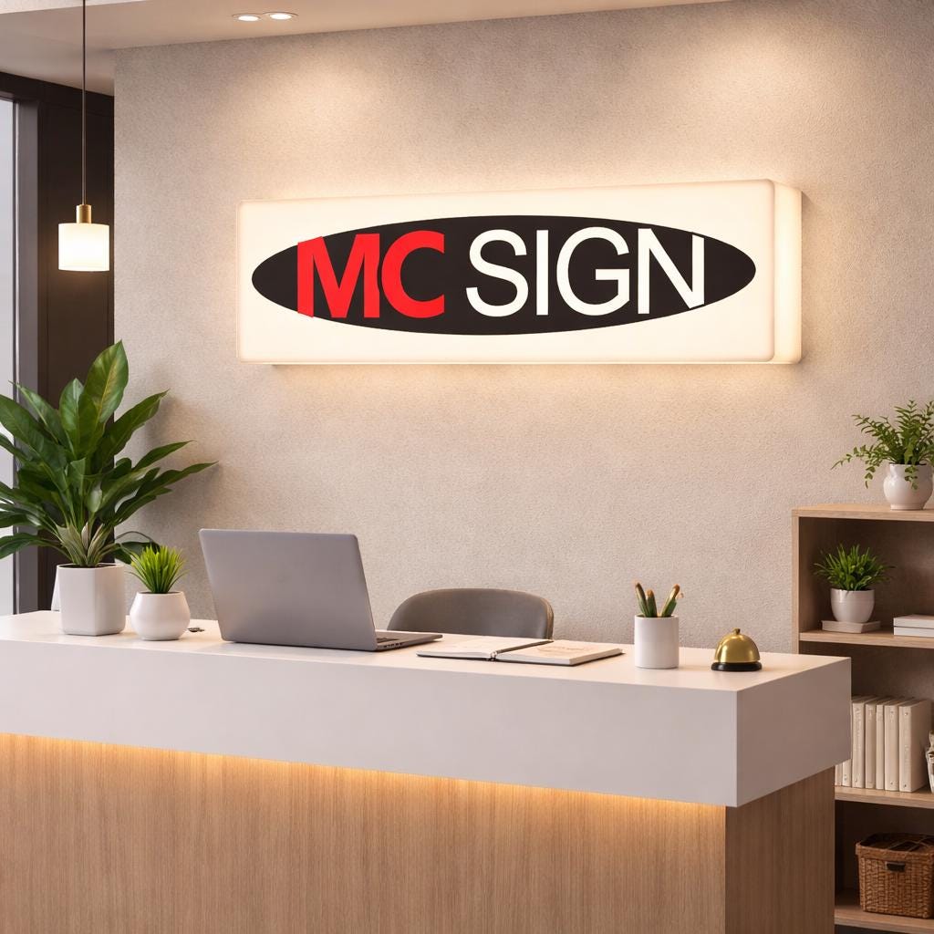 Custom Illuminated Acrylic Light Box Sign, LED Logo Sign, Office Reception Decor