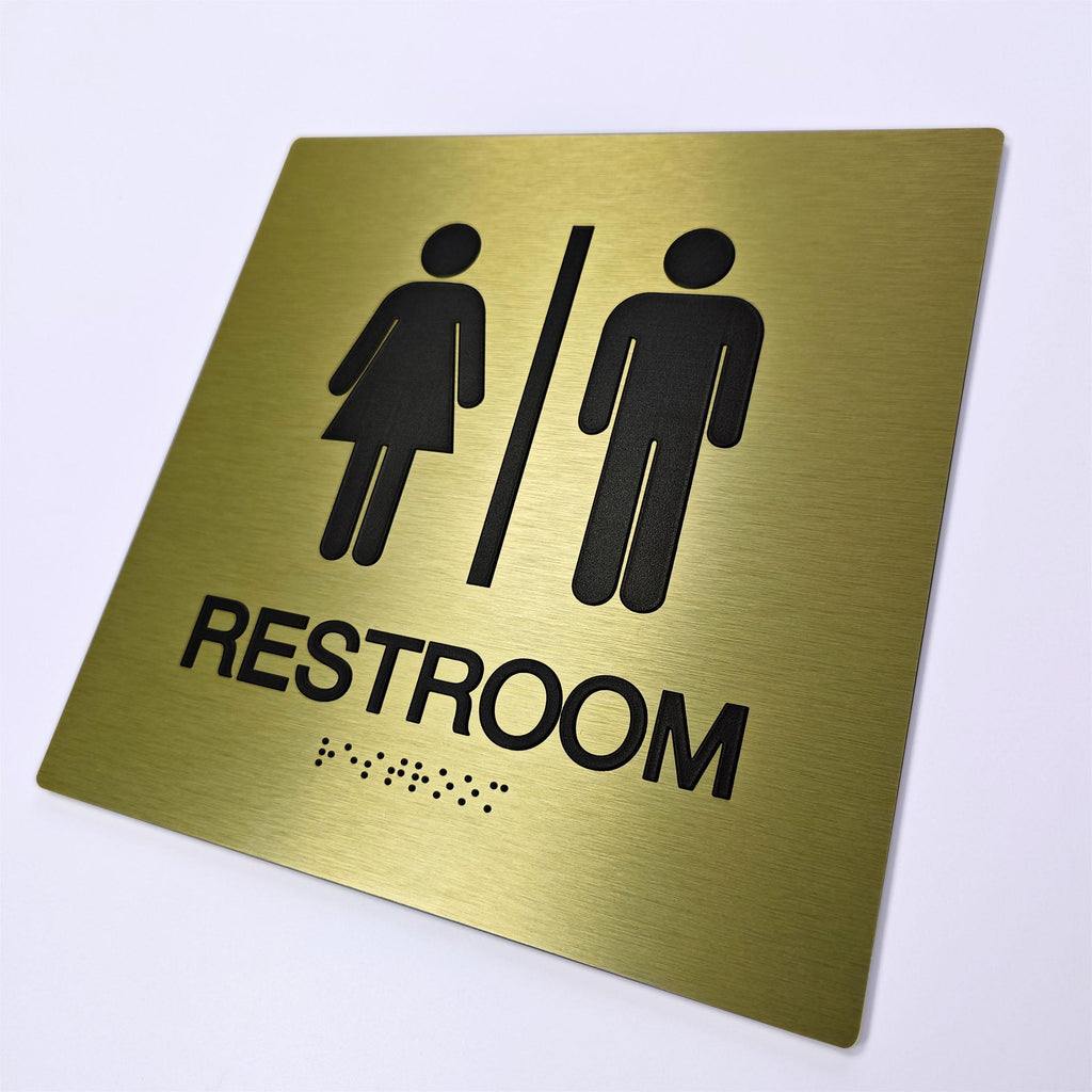 Custom ADA Stainless Steel Door Sign with Braille Raised Text Room Identification Metal Sign